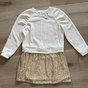 NWT The Children's Place Girls Cream Sequin Dress Size Large 10-12